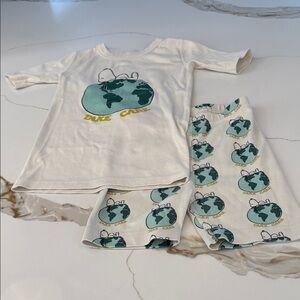 Hanna Andersson Snoopy Kids Earth Print Short John Pajamas Set
